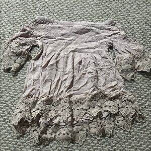 Elegant Lace Trim Off-Shoulder Top - Taupe